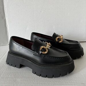 Zara Chain Trim Lug Sole Loafers